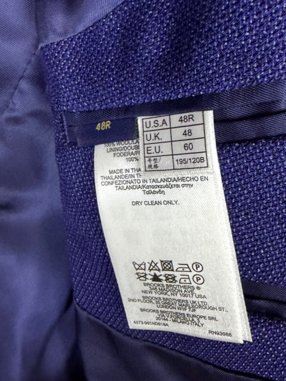 Brooks Brothers Reda Blazer Men 48R Blue Regent Fit 2 Button Single Vent - Picture 8 of 16